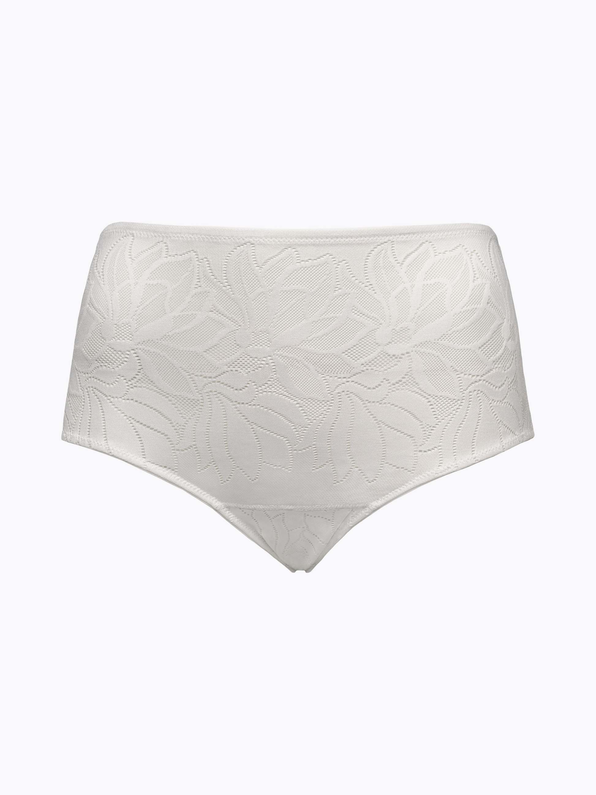 Guaina bianca in tessuto jacquard floreale, taglio vivo sul retro.