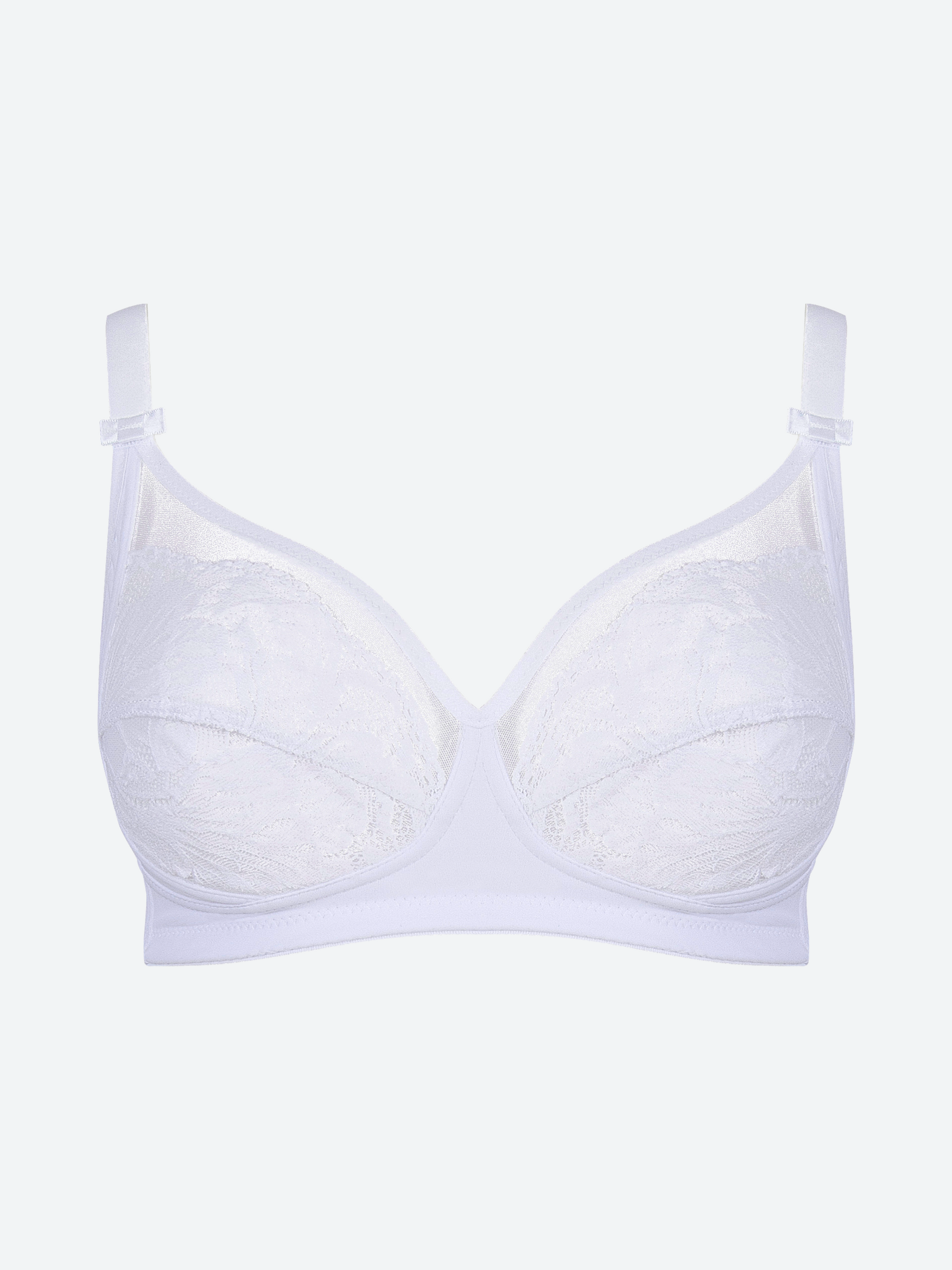Reggiseno bianco in microfibra con pizzo jacquardtronic e spalline regolabili.