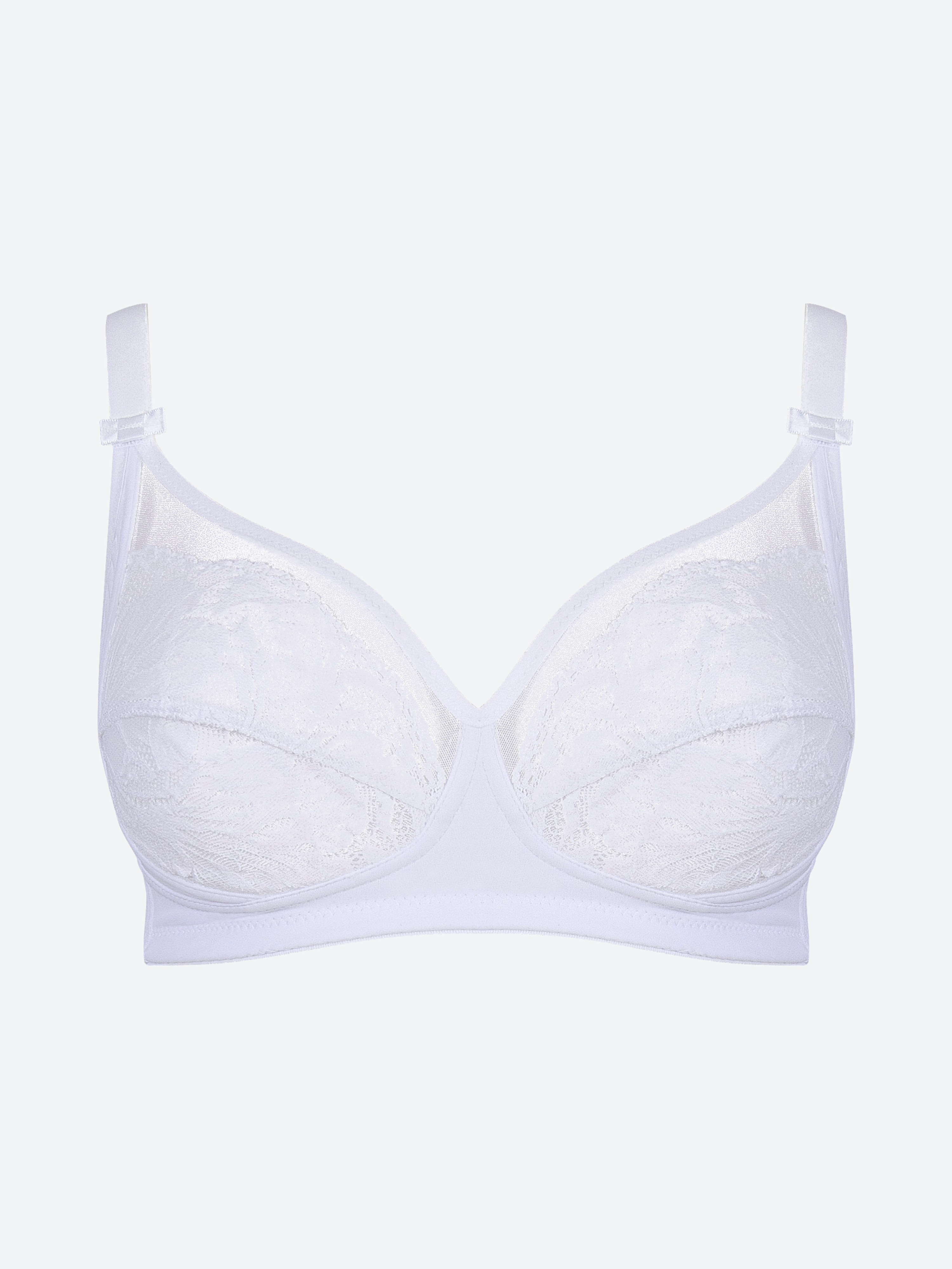 Reggiseno bianco in microfibra con pizzo jacquardtronic e spalline regolabili.
