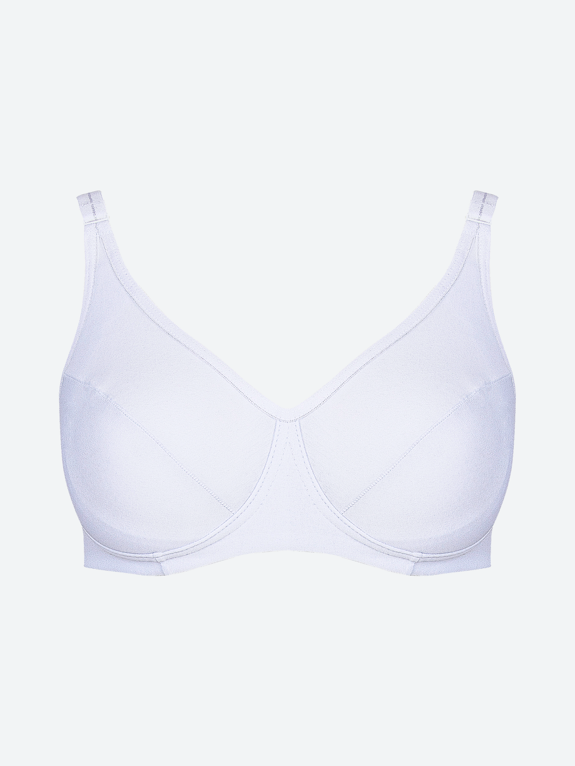 Reggiseno bianco in cotone elasticizzato con sostegno laterale interno.