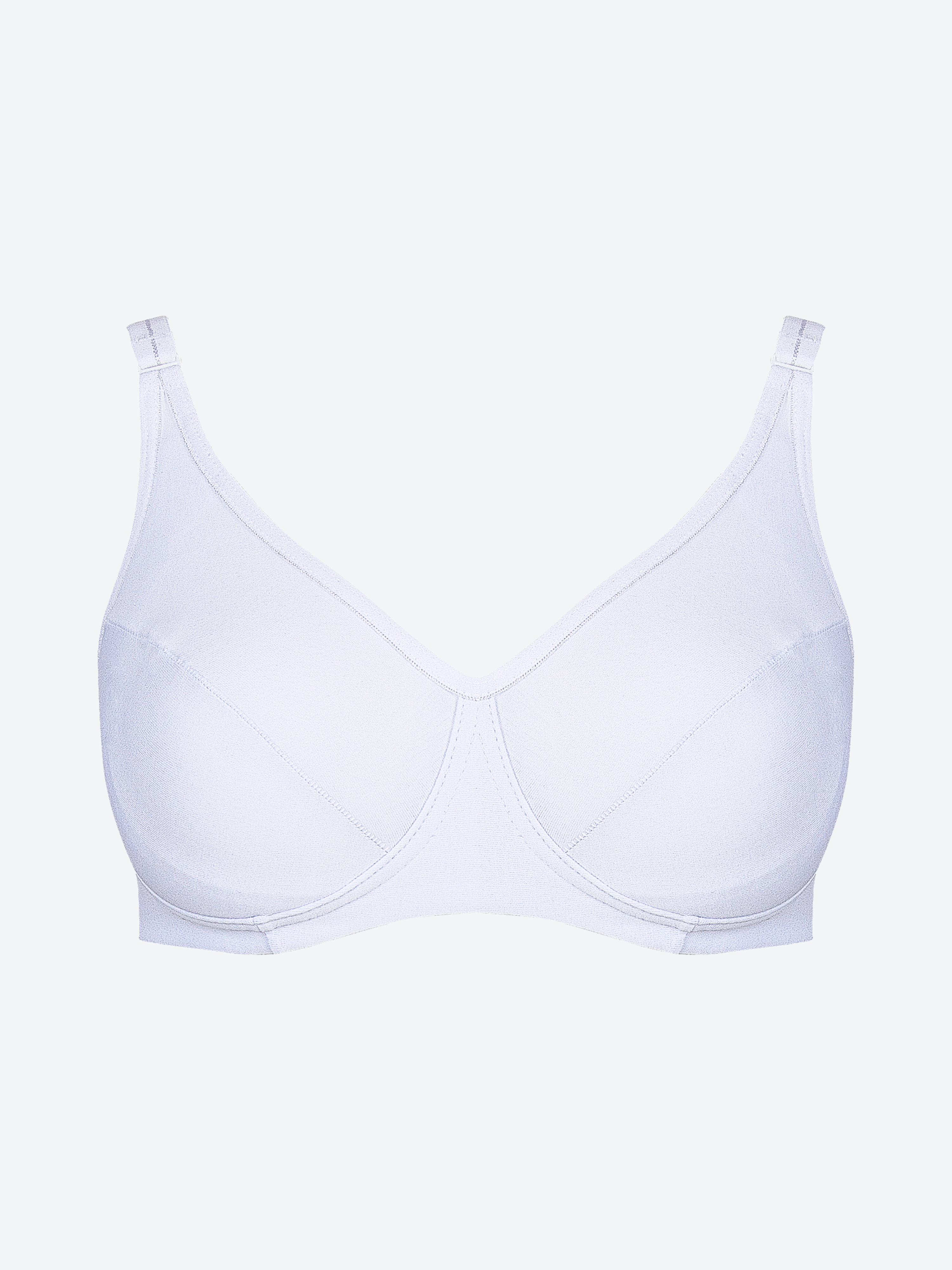 Reggiseno bianco in cotone elasticizzato con sostegno laterale interno.