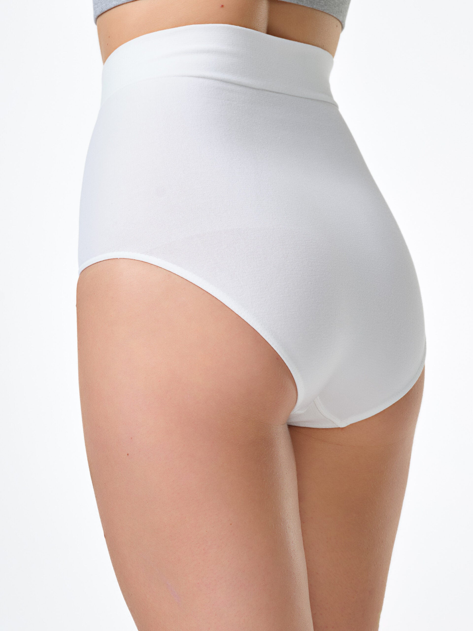 Guainetta bianca effetto shape in fibra di bamboo, vita alta.