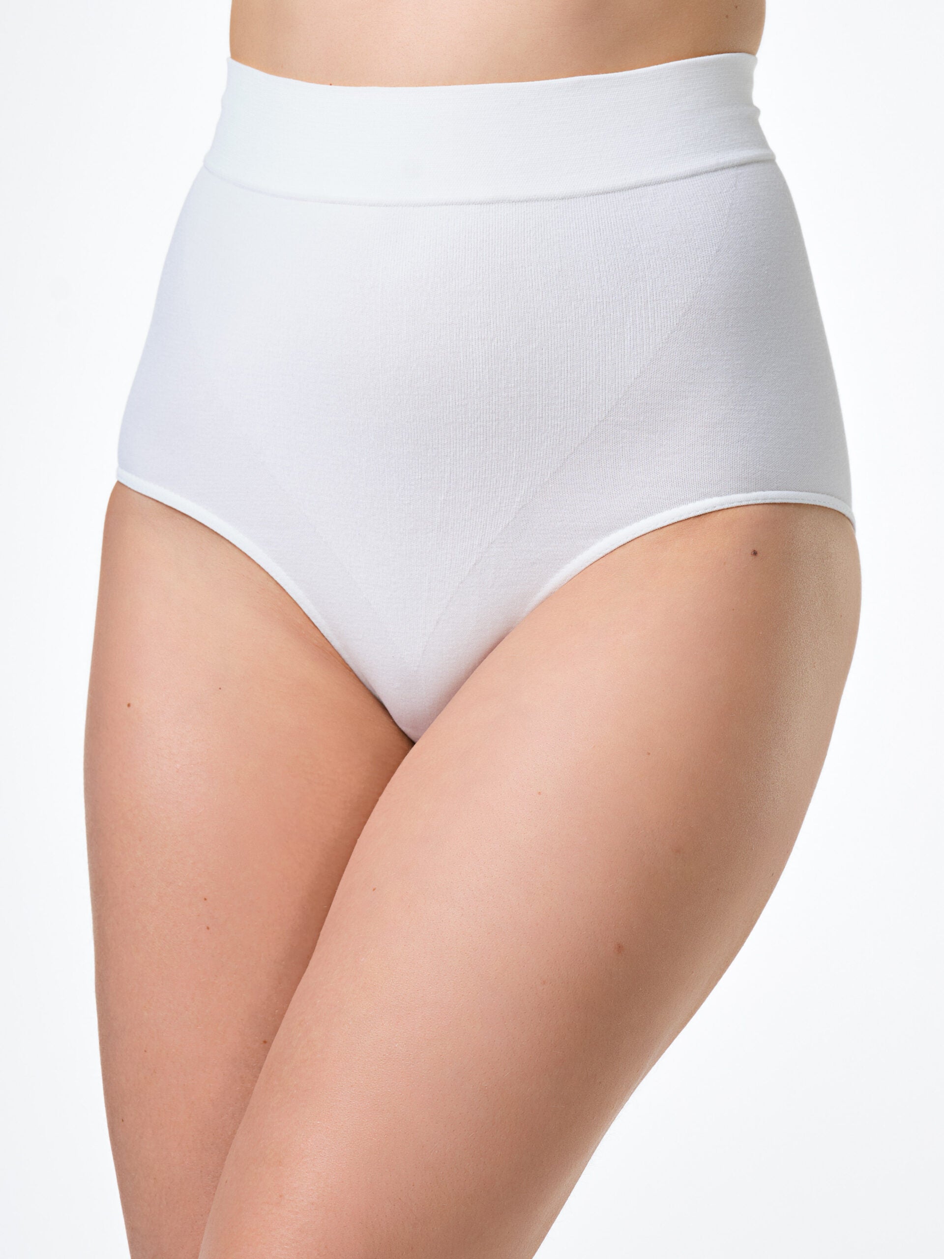 Guainetta bianca effetto shape in fibra di bamboo, vita alta, traspirante.