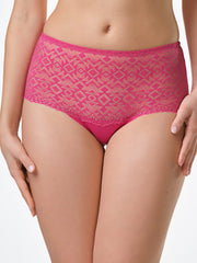 Guainetta in pizzo geometrico jacquardtronic ciliegia, vita alta.