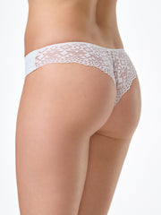 Brasiliana in pizzo geometrico bianco e microfibra termonastrata.