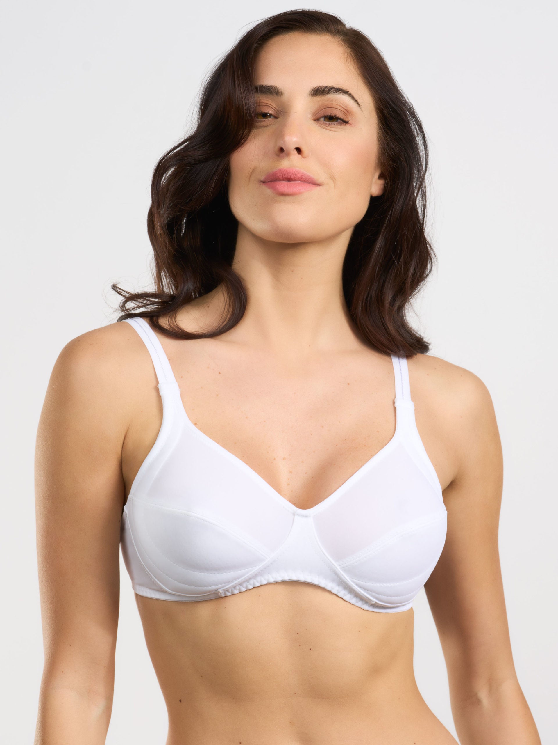 Reggiseno bianco elasticizzato con imbottitura laterale, coppa C, modello 309.C.