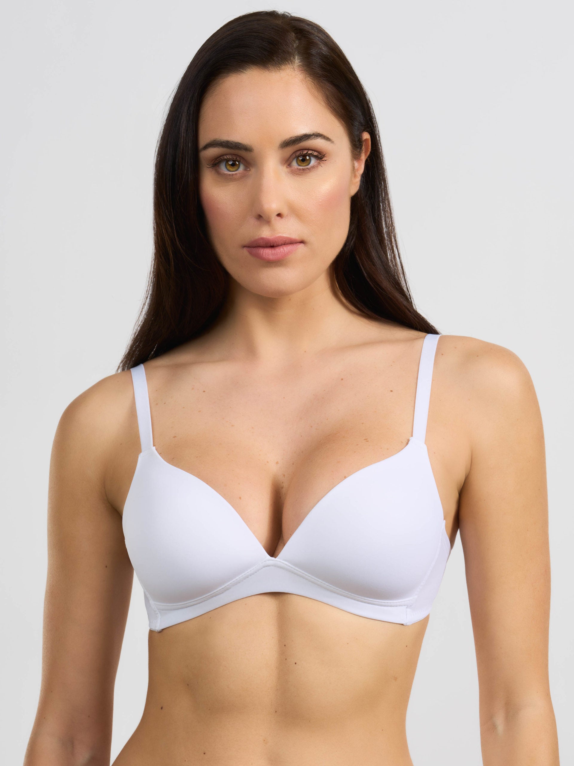 Reggiseno triangolo imbottito bianco con spalline regolabili, codice 349.