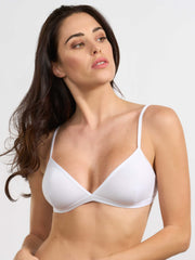 Reggiseno triangolo bianco in cotone modal Tencel con spalline sottili.