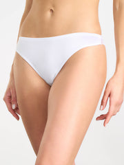 Brasiliana in cotone bianco elasticizzato con retro in pizzo.