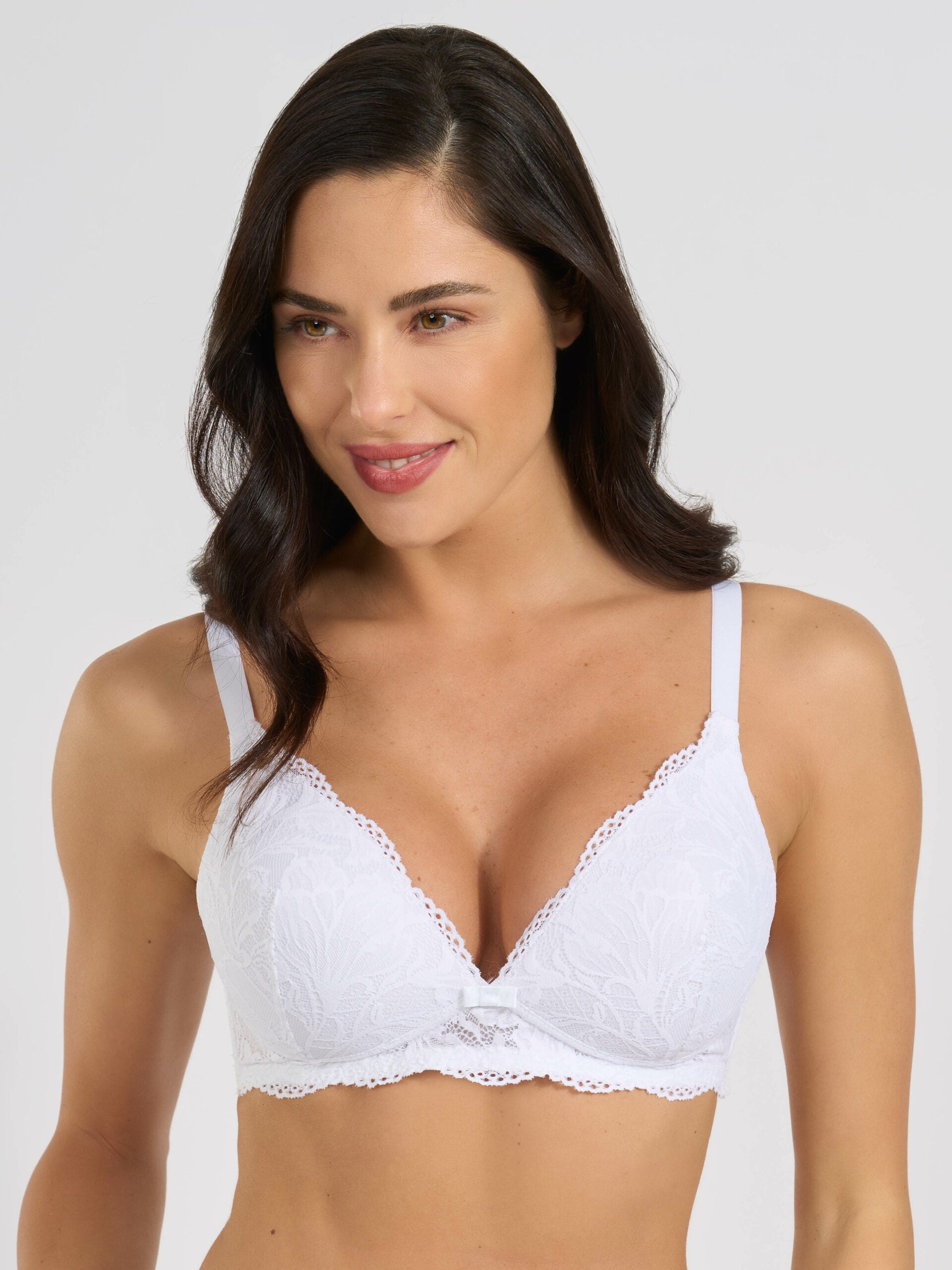 Triangolo imbottito bianco in pizzo jacquardtronic senza ferretto.