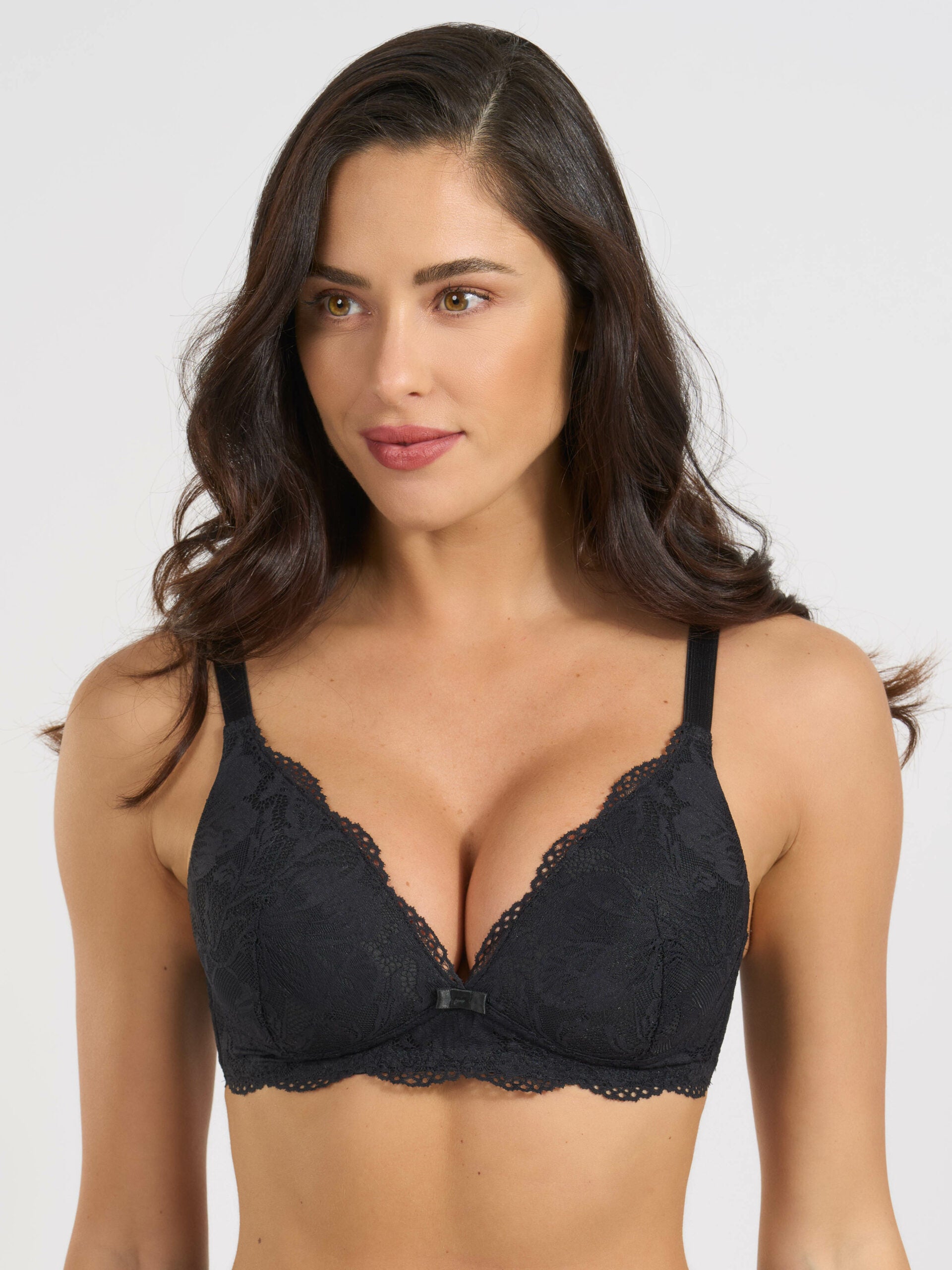 Triangolo imbottito nero senza ferretto in pizzo jacquardtronic.