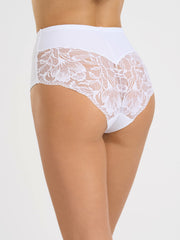 Guainetta bianca termonastrata con pizzo jacquardtronic sul retro.