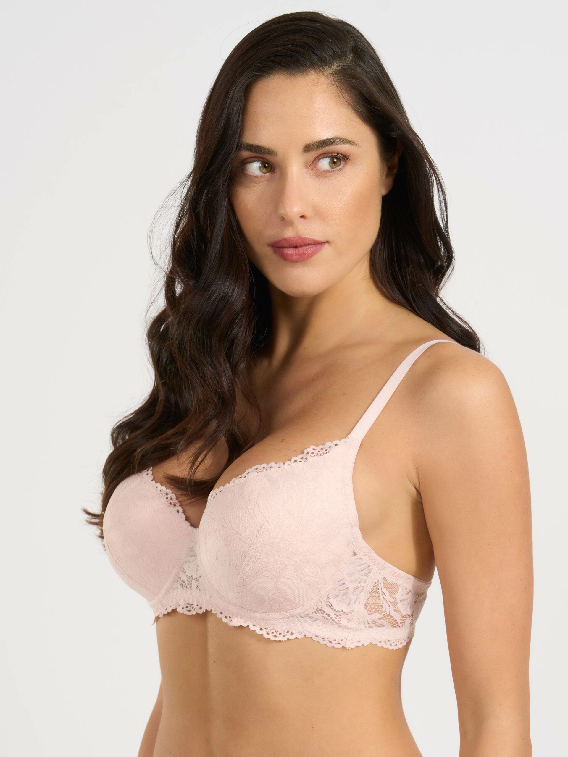Reggiseno imbottito con ferretto in pizzo jacquardtronic cipria.