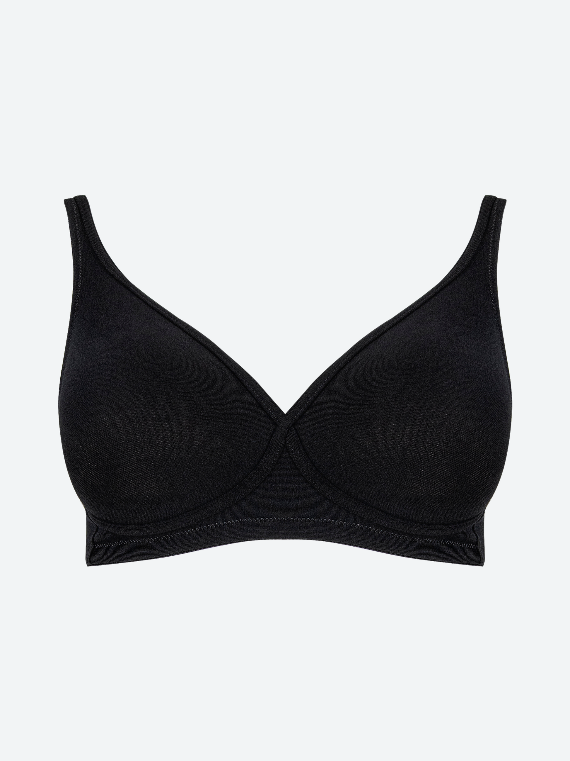 Reggiseno nero in cotone elasticizzato con coppe preformate, codice articolo 2177.