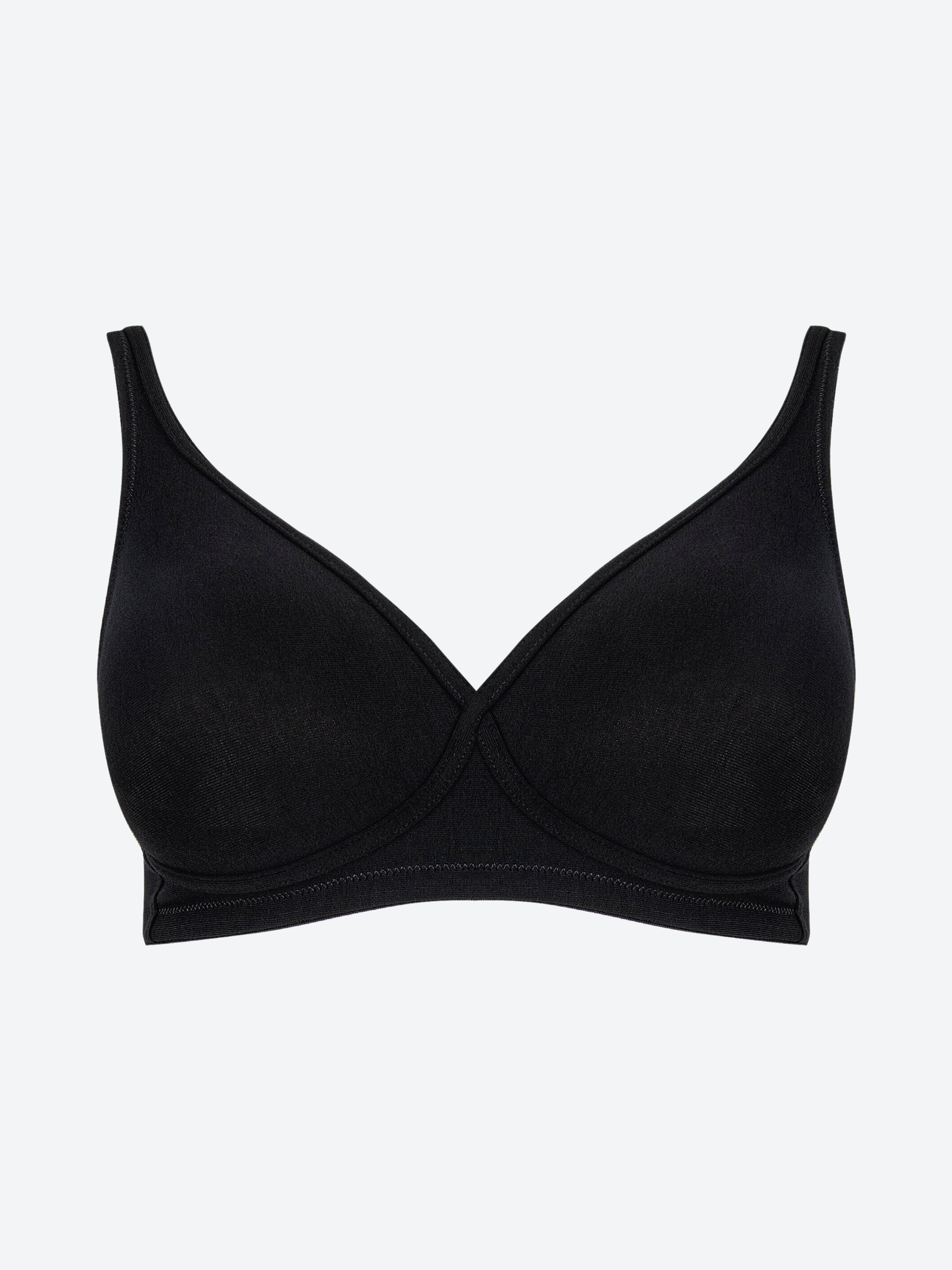 Reggiseno nero in cotone elasticizzato con coppe preformate, codice articolo 2177.