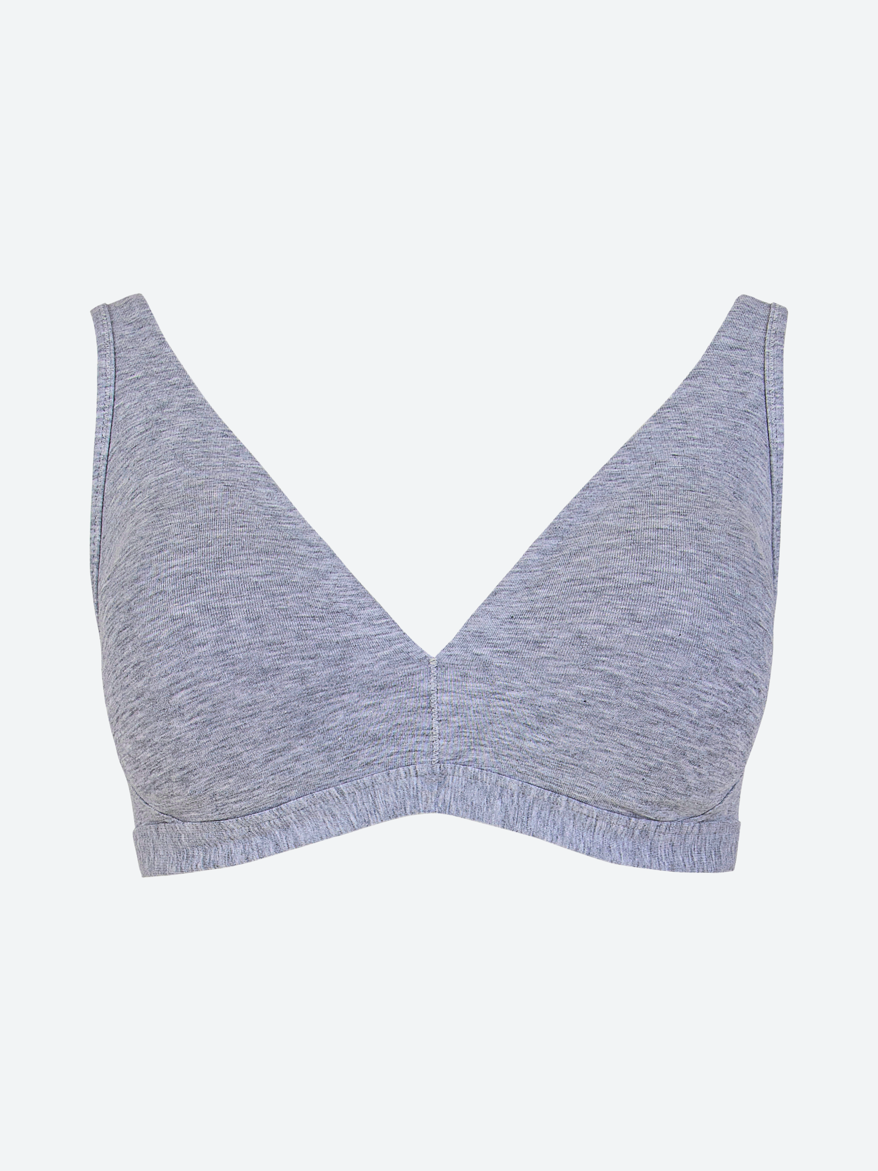 Reggiseno in cotone elasticizzato melange con coppe preformate e modello vela.