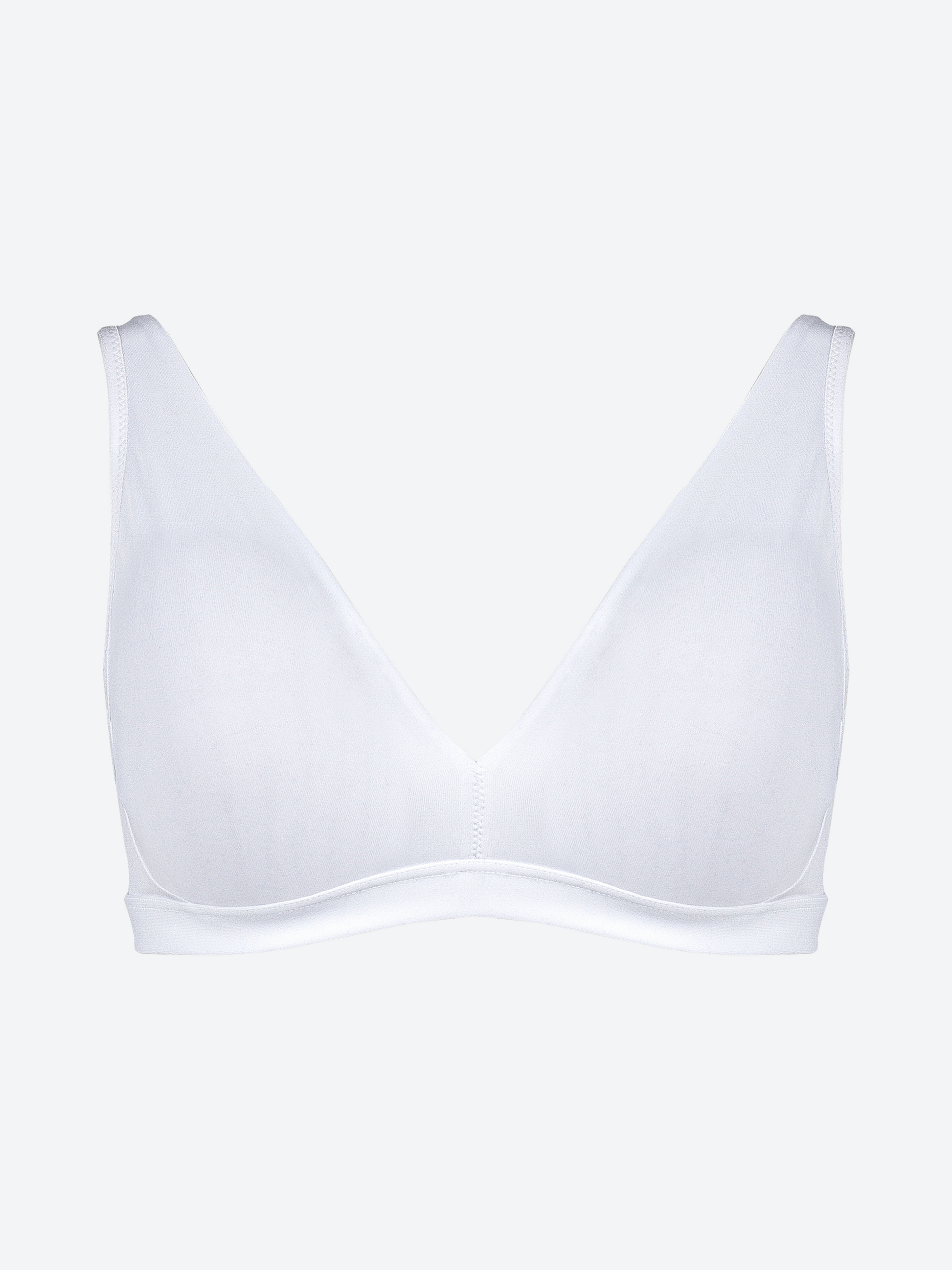 Reggiseno bianco in microfibra, modello vela con coppe preformate.