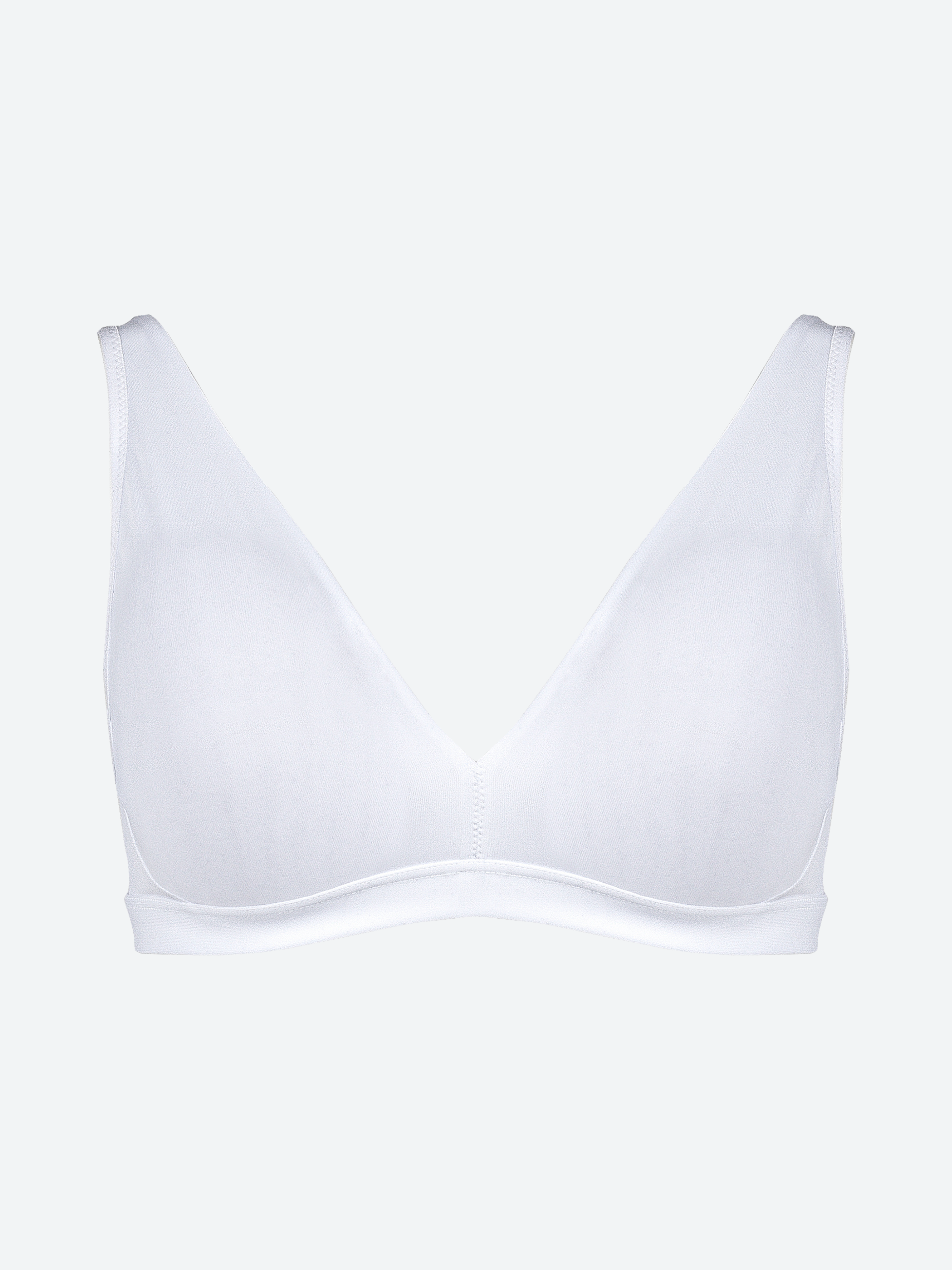 Reggiseno bianco in microfibra, modello vela con coppe preformate.