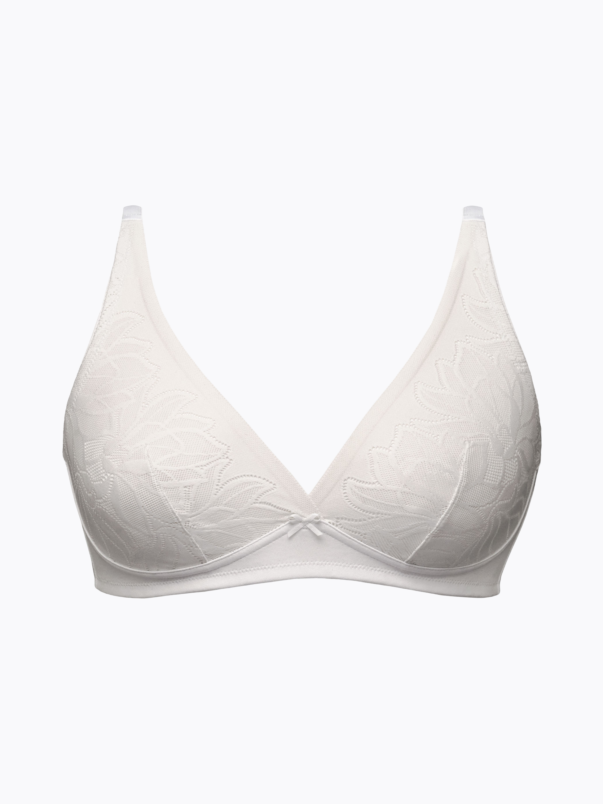 Reggiseno vela bianco in microfibra con disegno floreale jacquard.
