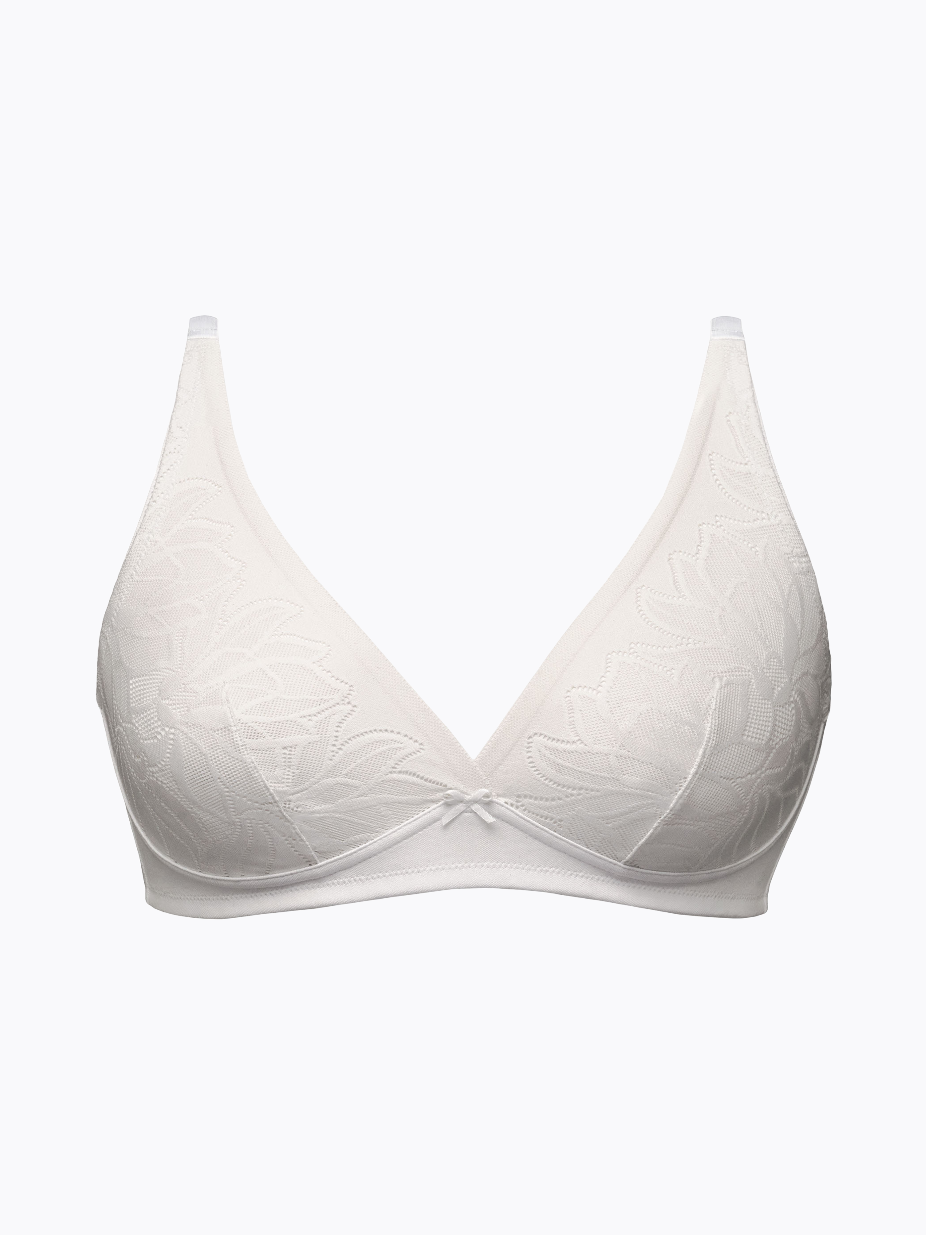 Reggiseno vela bianco in microfibra con disegno floreale jacquard.
