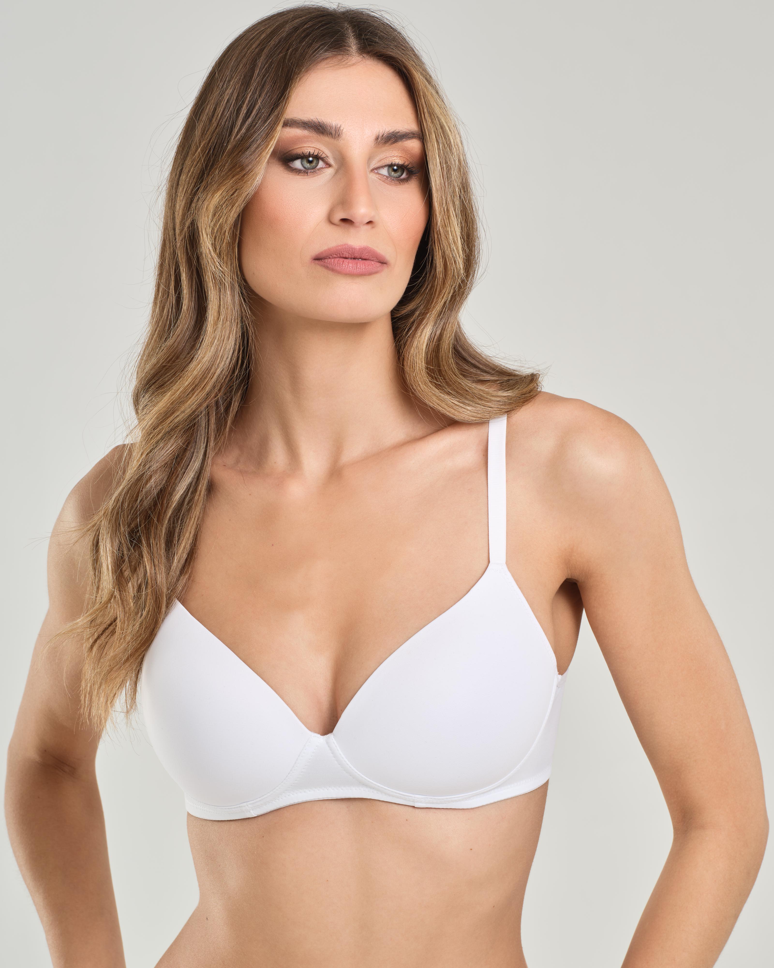 Reggiseno con coppa imbottita senza ferretto, in microfibra elasticizzata - Coppa B