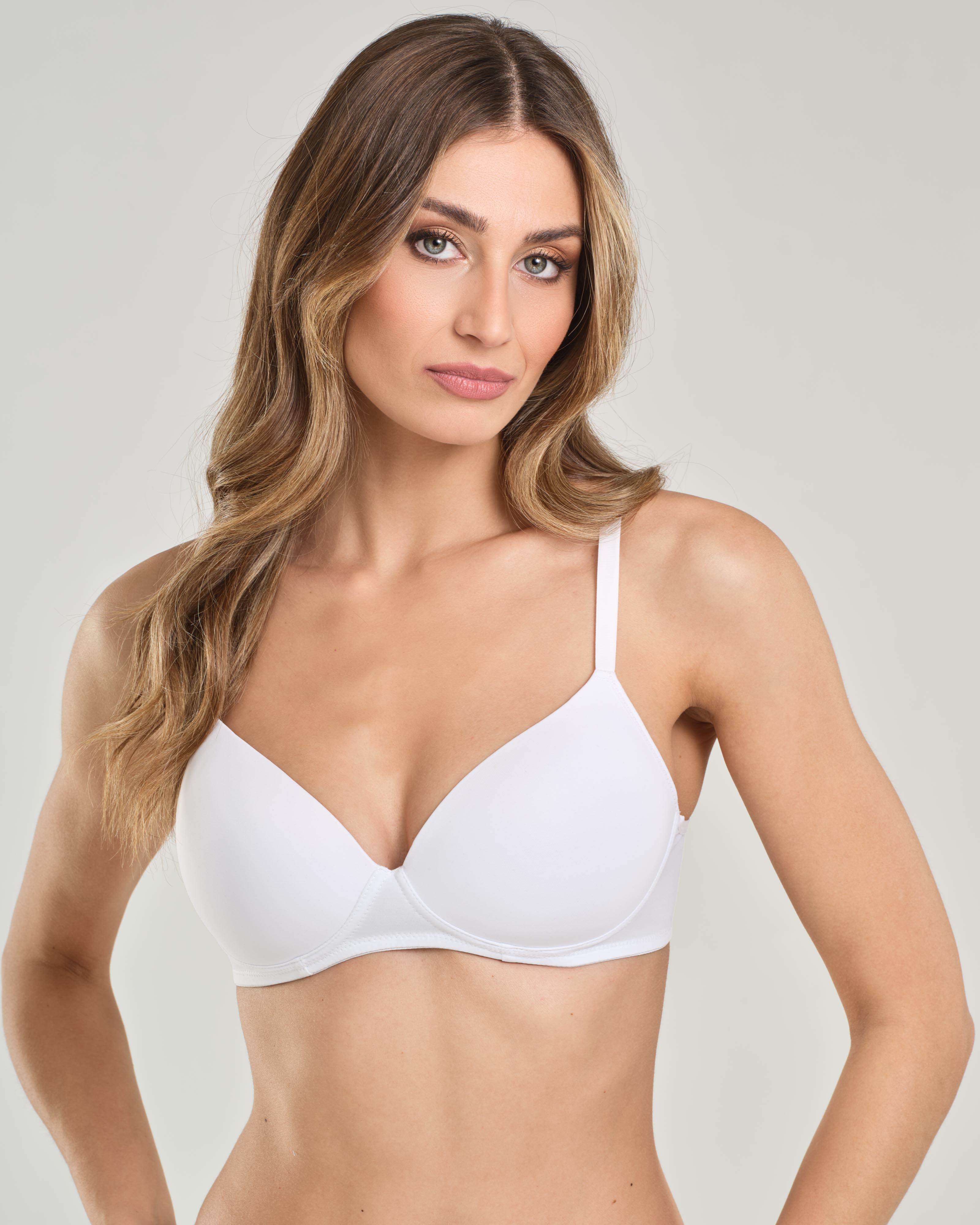 Reggiseno con coppa imbottita senza ferretto, in microfibra elasticizzata - Coppa B