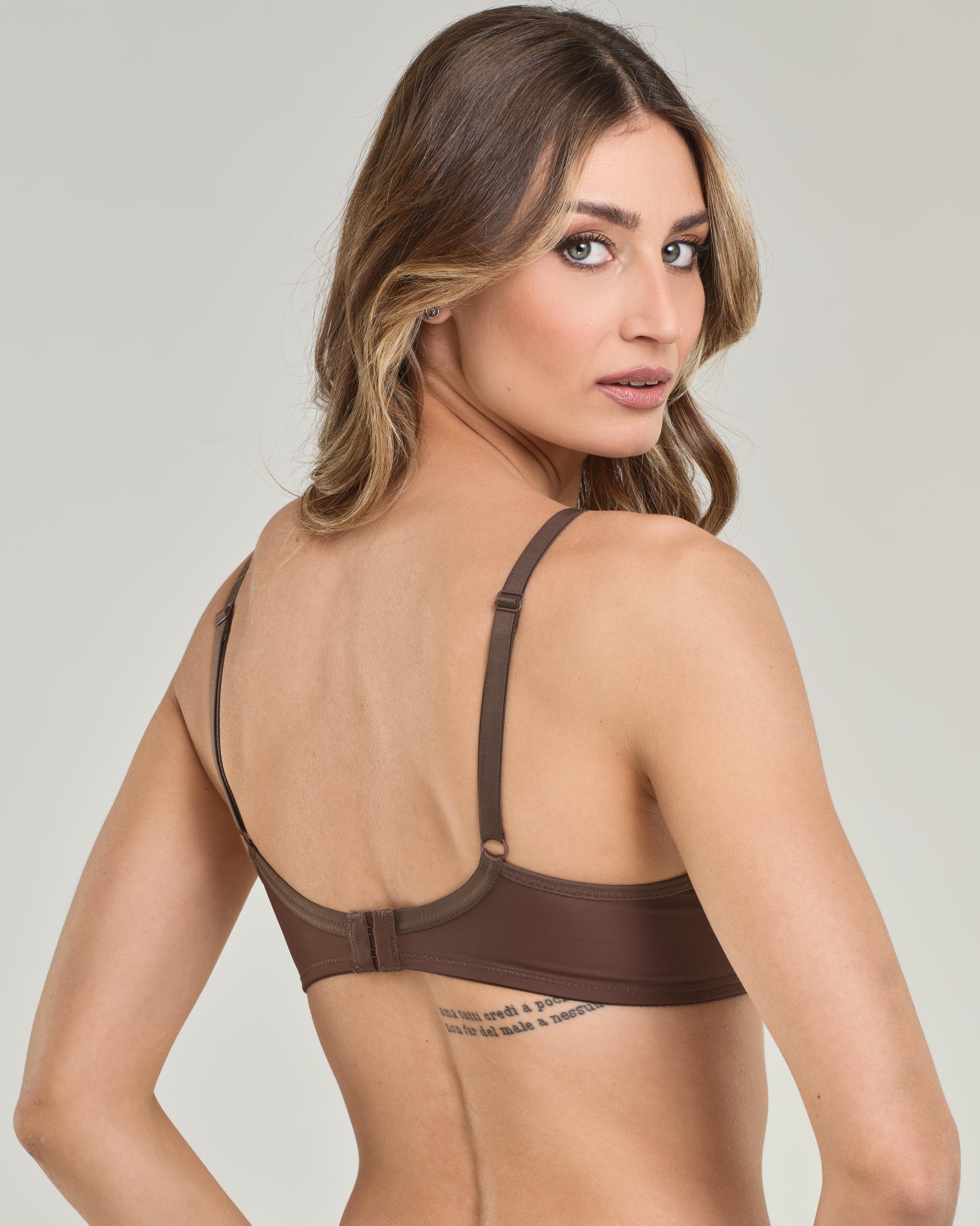 Reggiseno con coppa imbottita senza ferretto, in microfibra elasticizzata - Coppa B