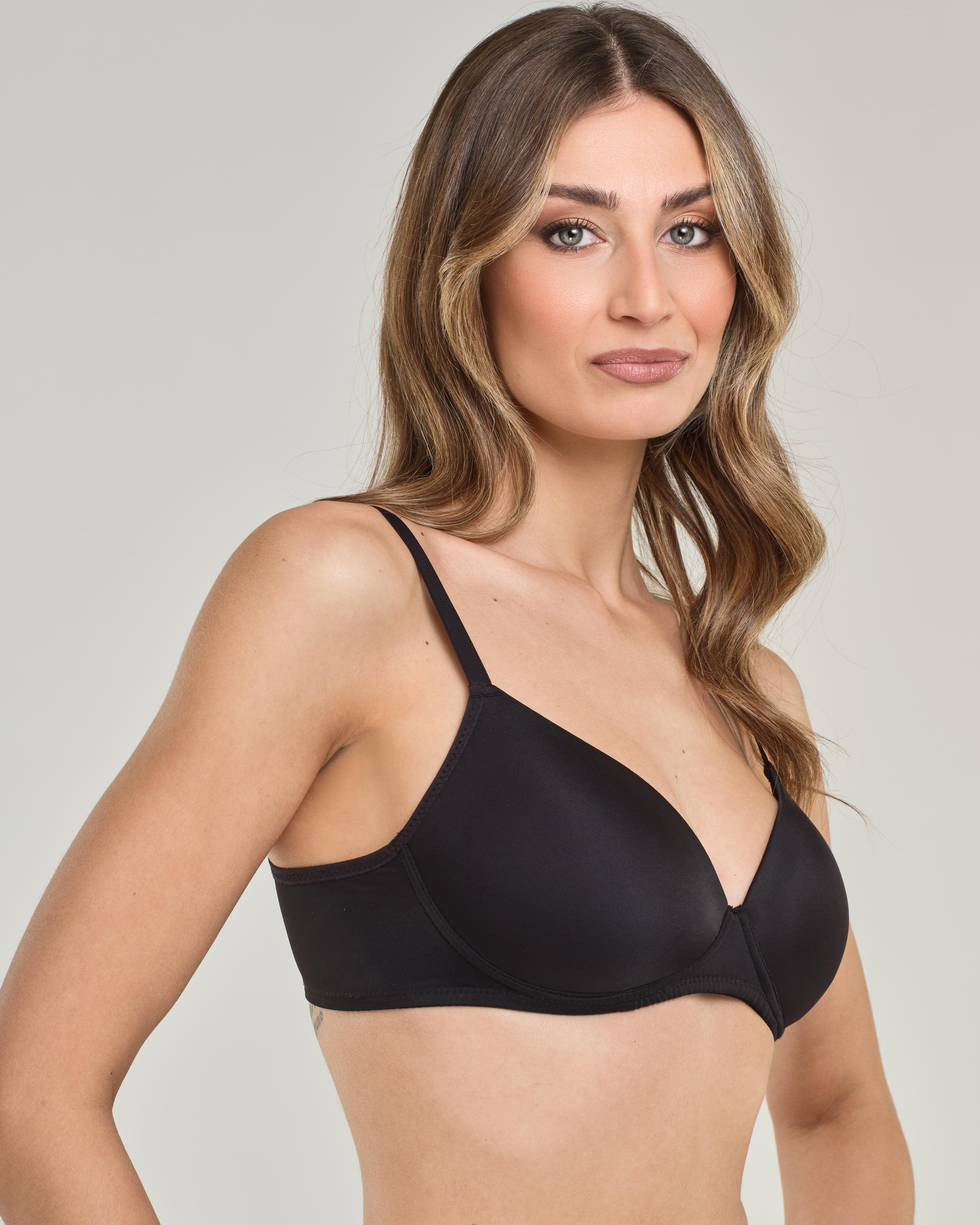 Reggiseno con coppa imbottita senza ferretto, in microfibra elasticizzata - Coppa B
