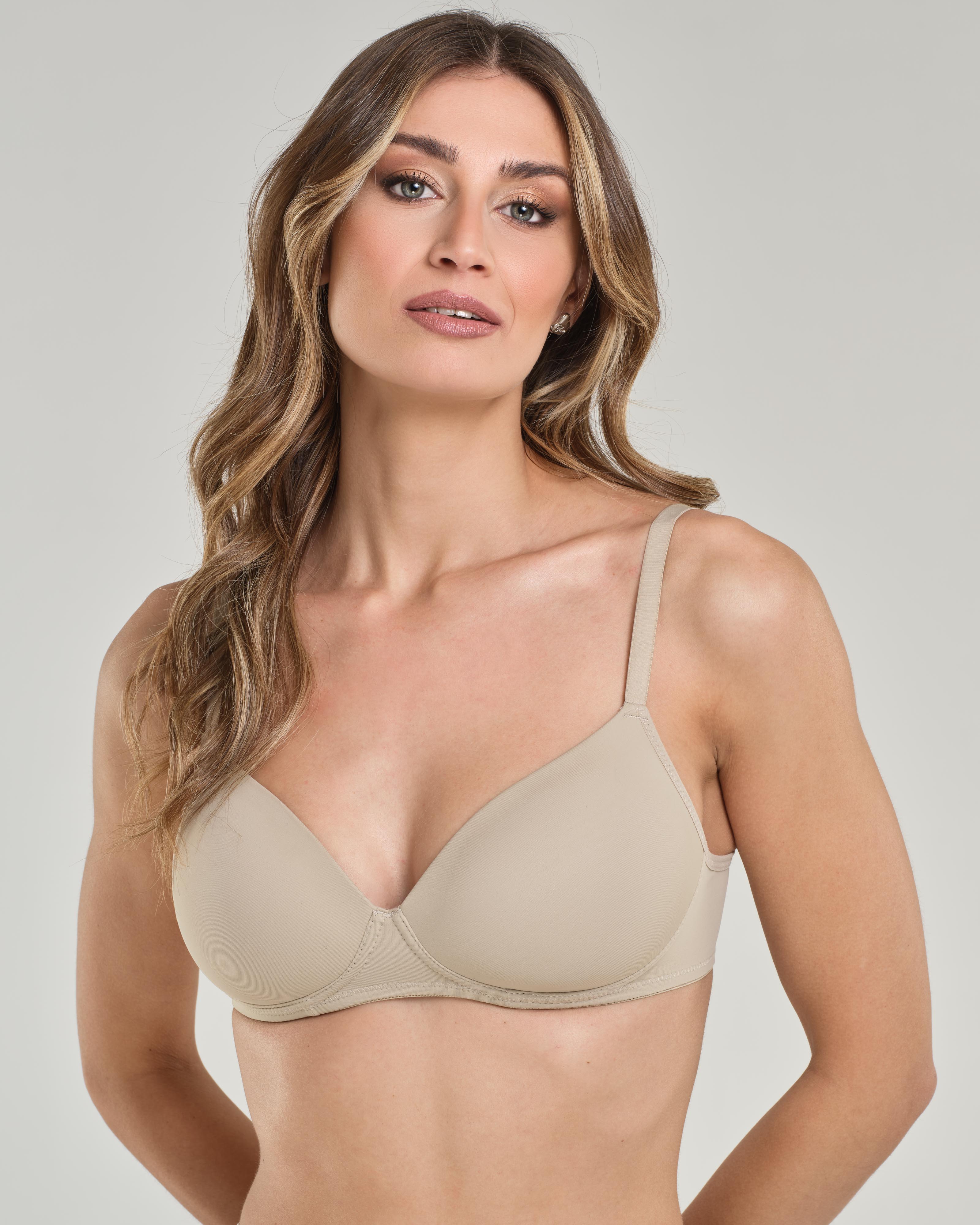 Reggiseno con coppa imbottita senza ferretto, in microfibra elasticizzata - Coppa B