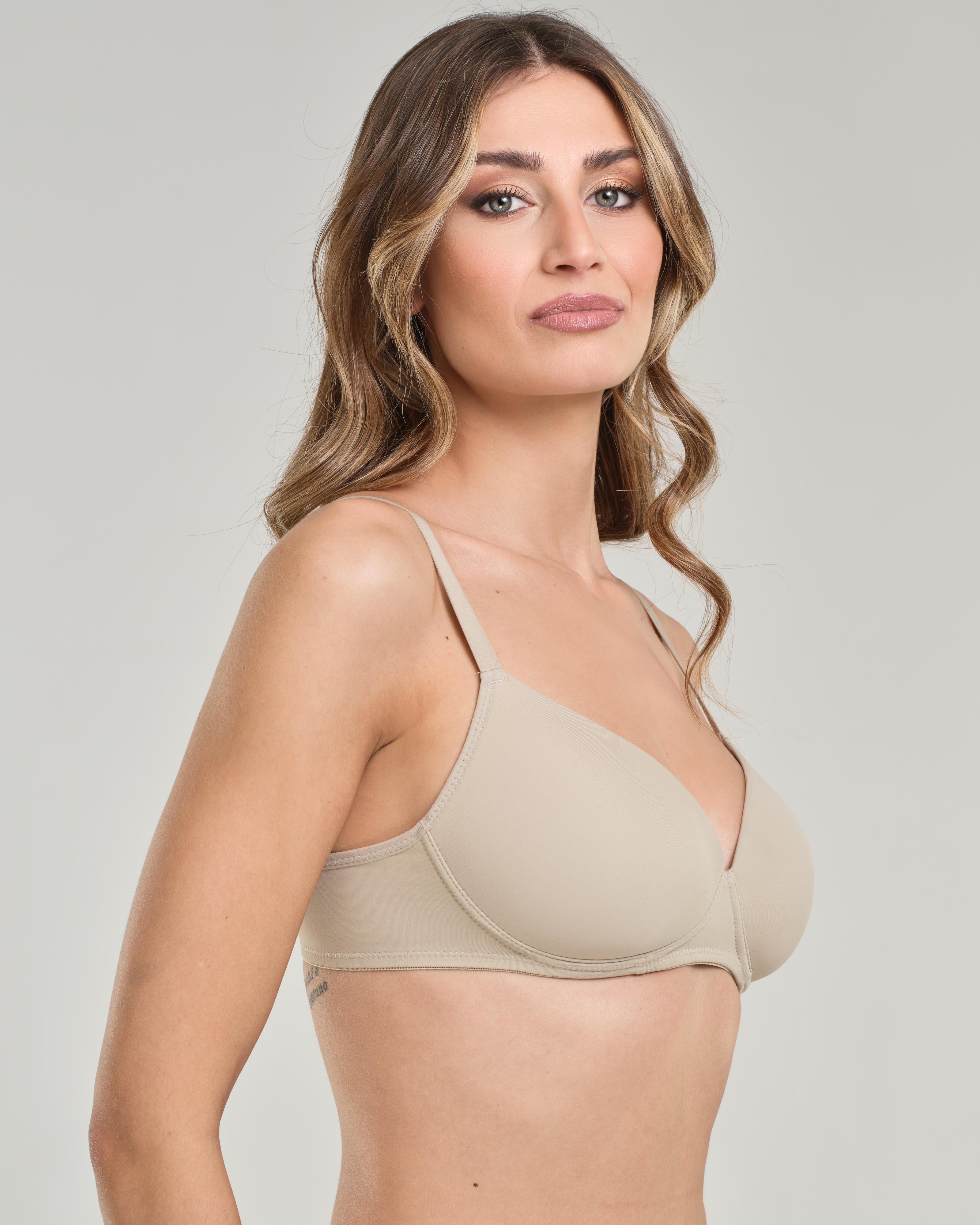 Reggiseno con coppa imbottita senza ferretto, in microfibra elasticizzata - Coppa B