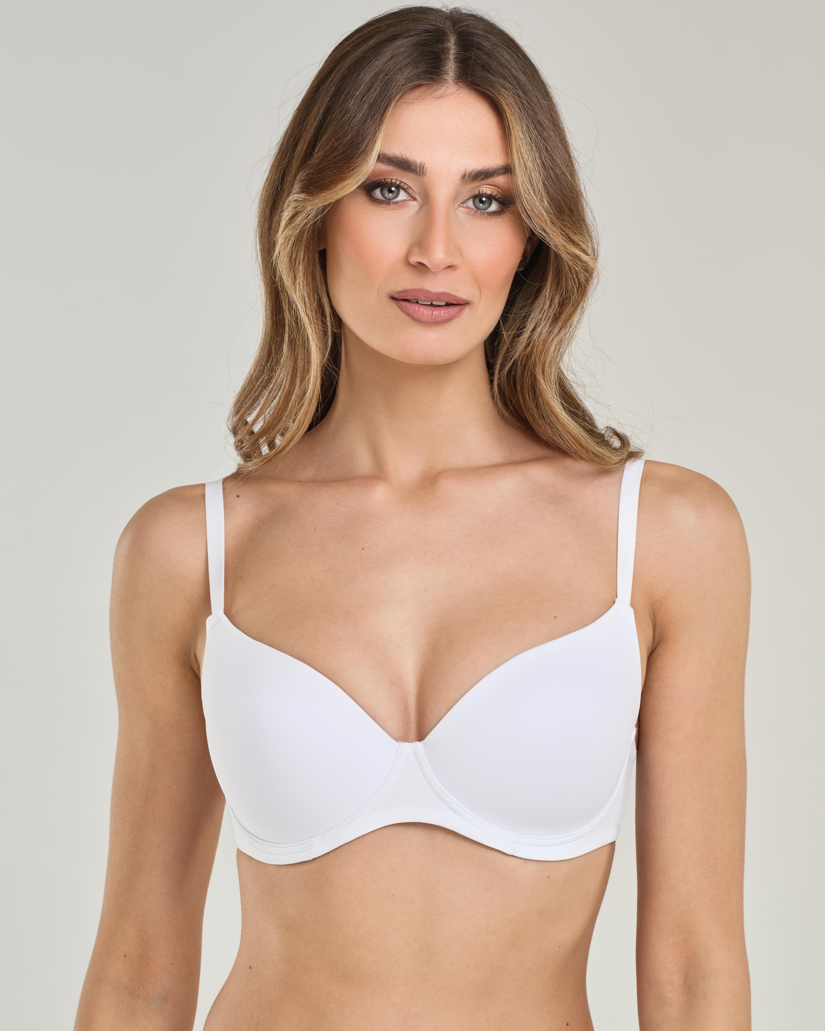 Reggiseno a balconcino con ferretto e coppa imbottita graduata, in microfibra elasticizzata - Coppa B