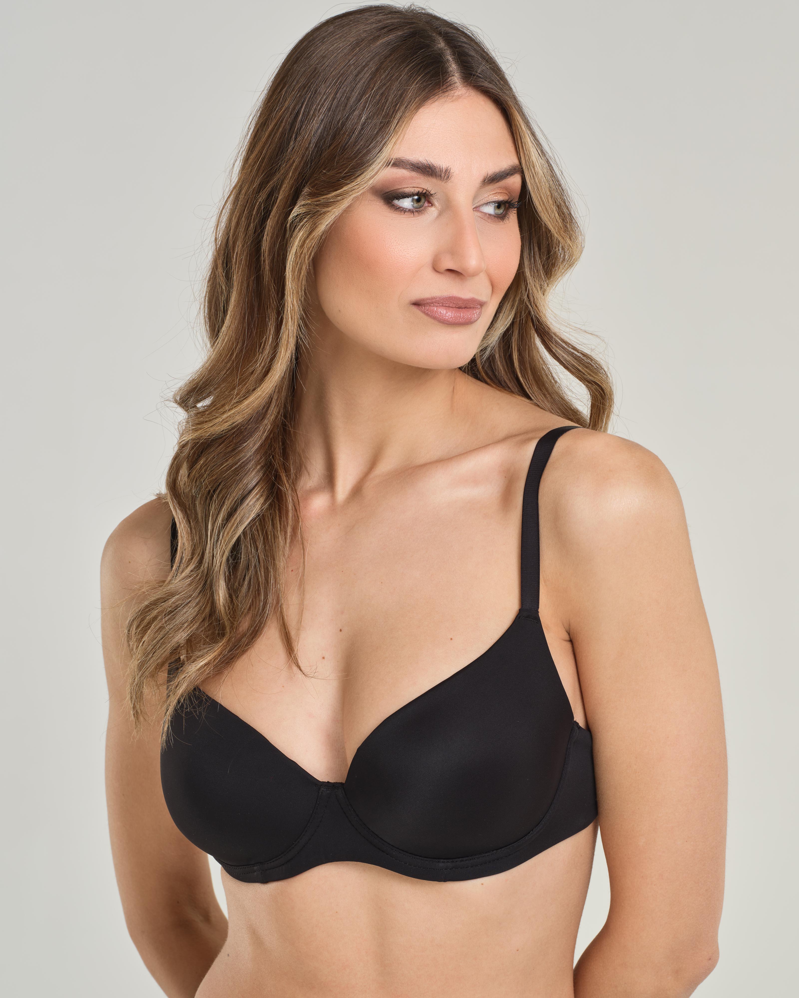 Reggiseno a balconcino con ferretto e coppa imbottita graduata, in microfibra elasticizzata - Coppa B