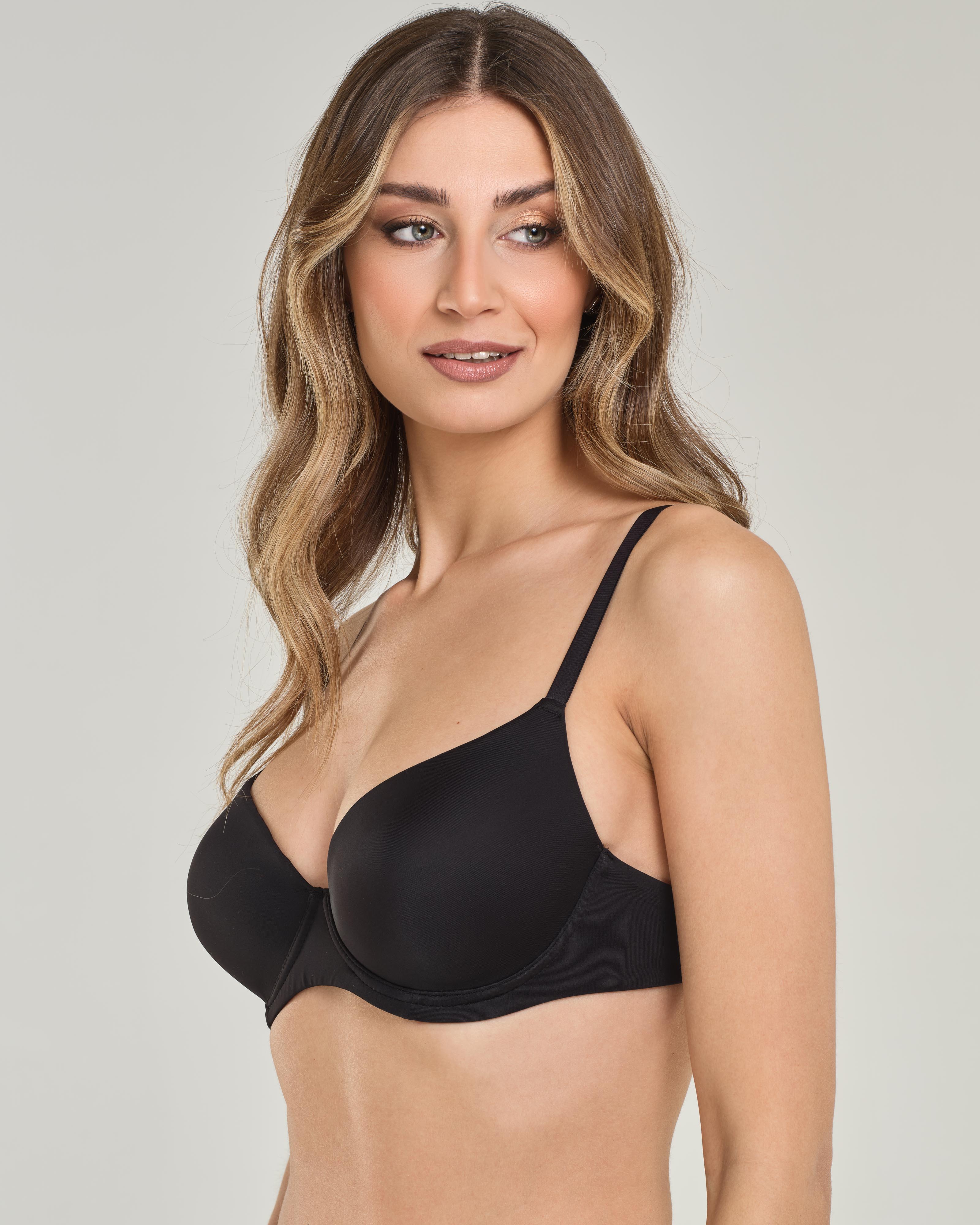 Reggiseno a balconcino con ferretto e coppa imbottita graduata, in microfibra elasticizzata - Coppa B