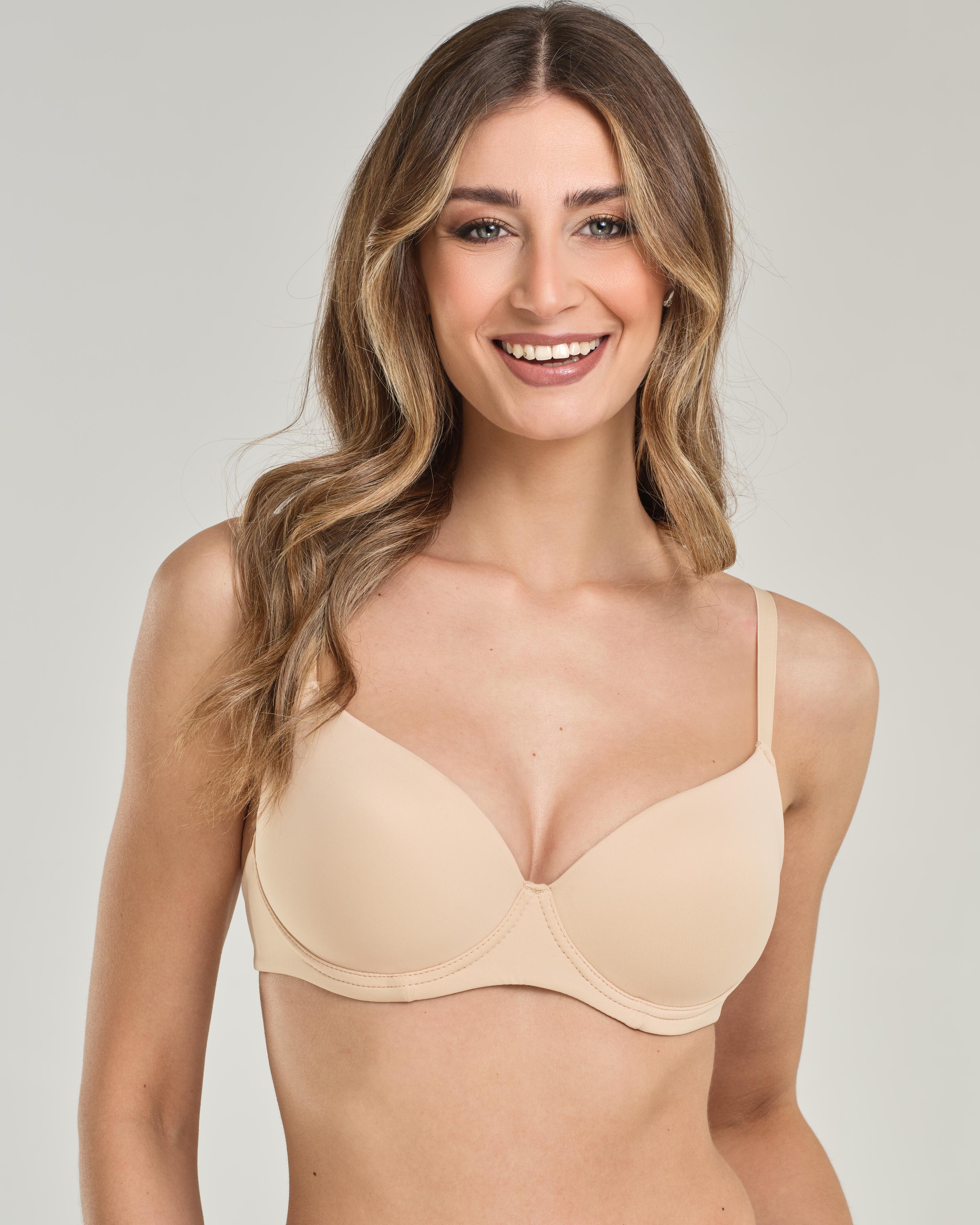 Reggiseno a balconcino con ferretto e coppa imbottita graduata, in microfibra elasticizzata - Coppa B