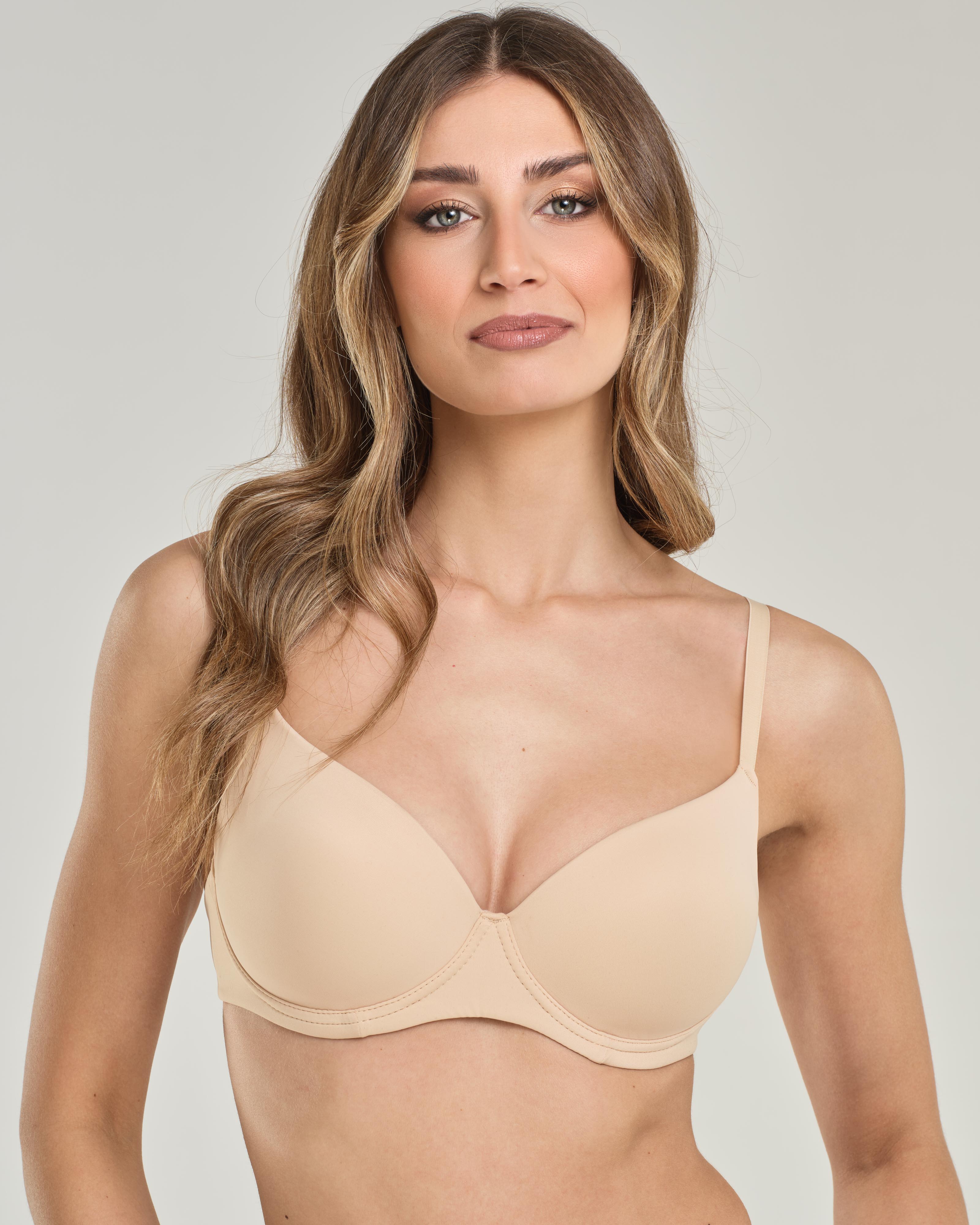 Reggiseno a balconcino con ferretto e coppa imbottita graduata, in microfibra elasticizzata - Coppa B