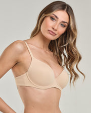 Reggiseno a balconcino con ferretto e coppa imbottita graduata, in microfibra elasticizzata - Coppa B