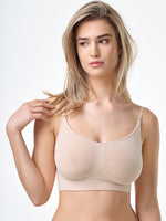 Bralette cipria con spalline regolabili in fibra di bamboo, effetto shape.