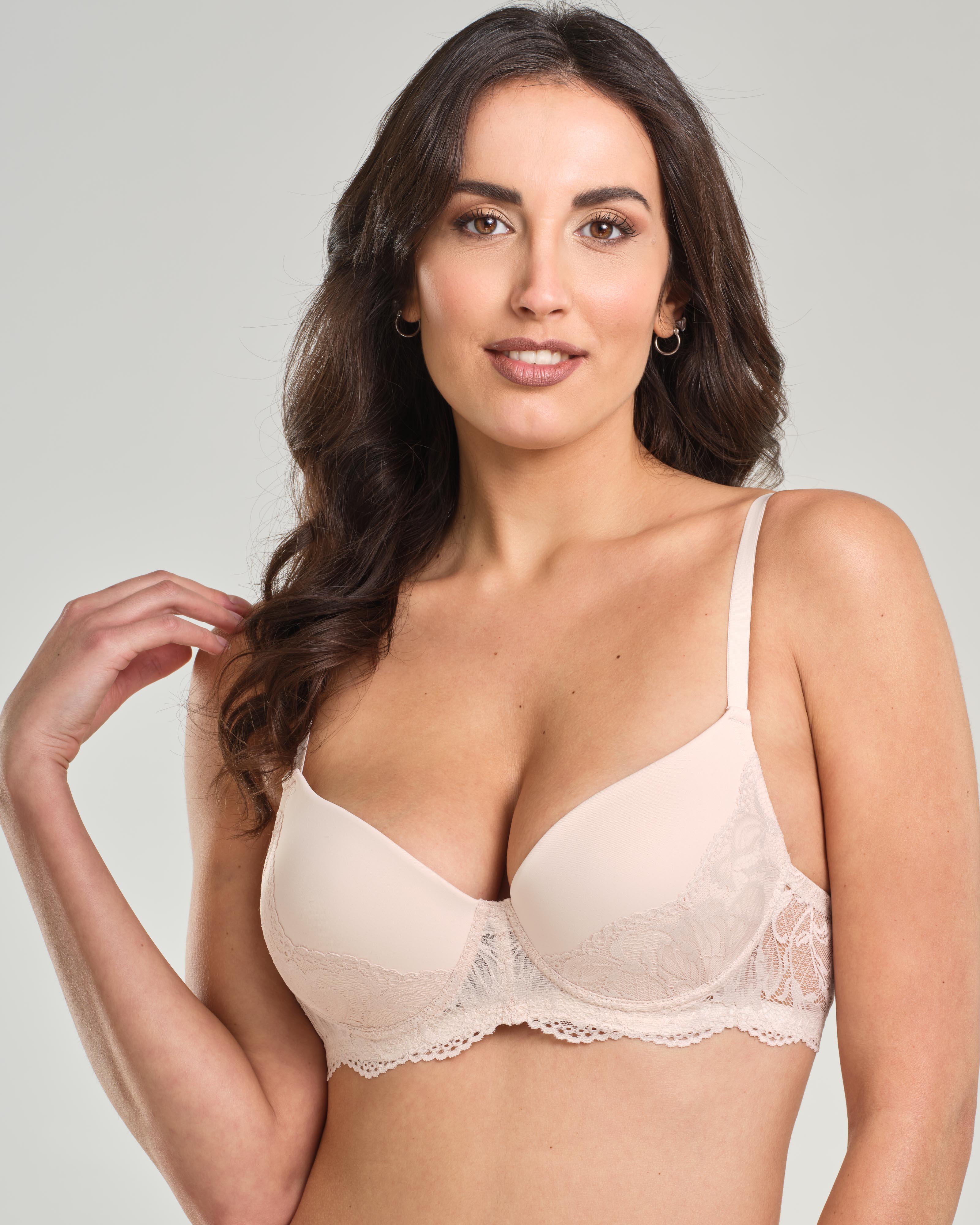 Reggiseno con ferretto e coppa imbottita graduata, inserti in pizzo elastico jacquardtronic