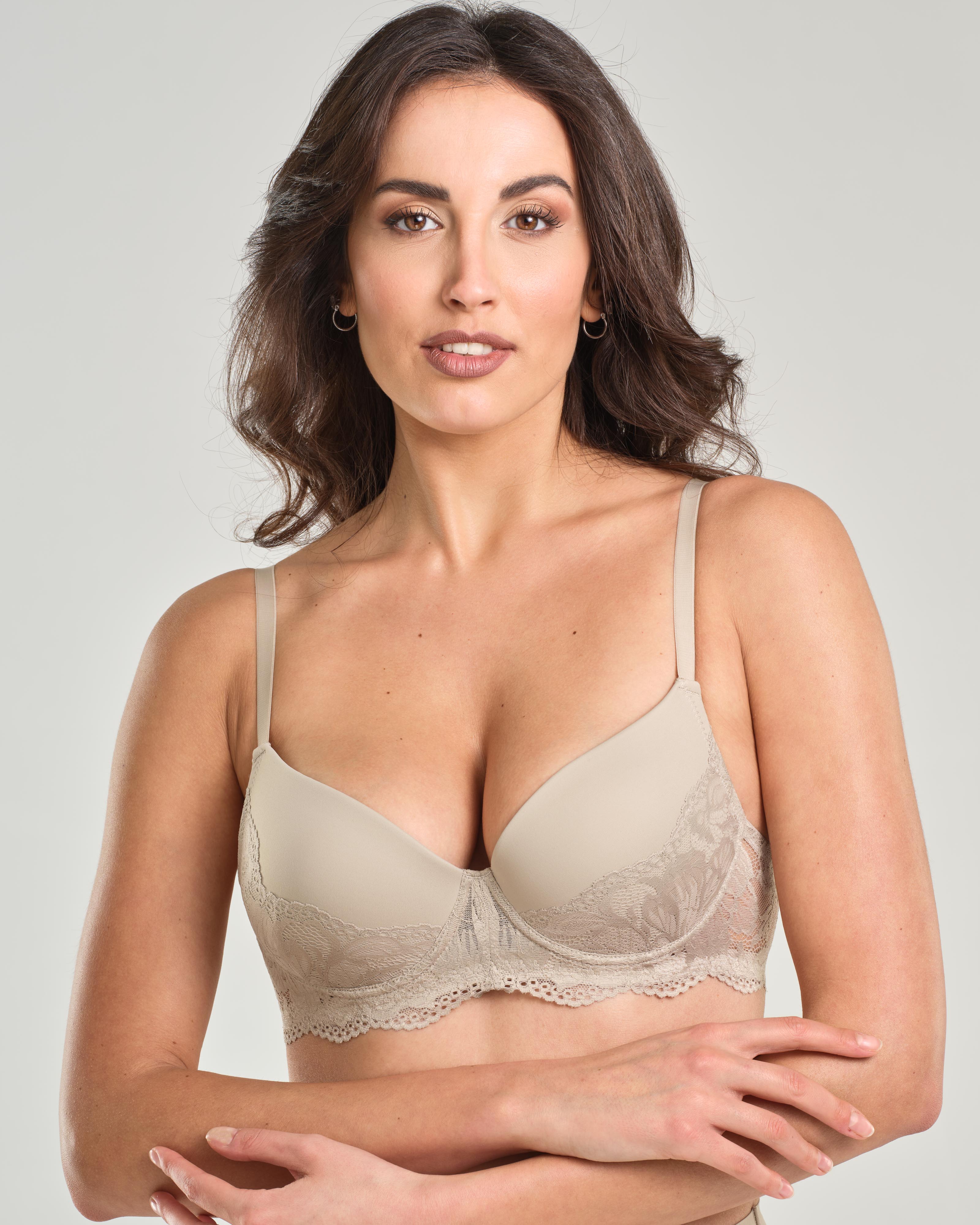 Reggiseno con ferretto e coppa imbottita graduata, inserti in pizzo elastico jacquardtronic