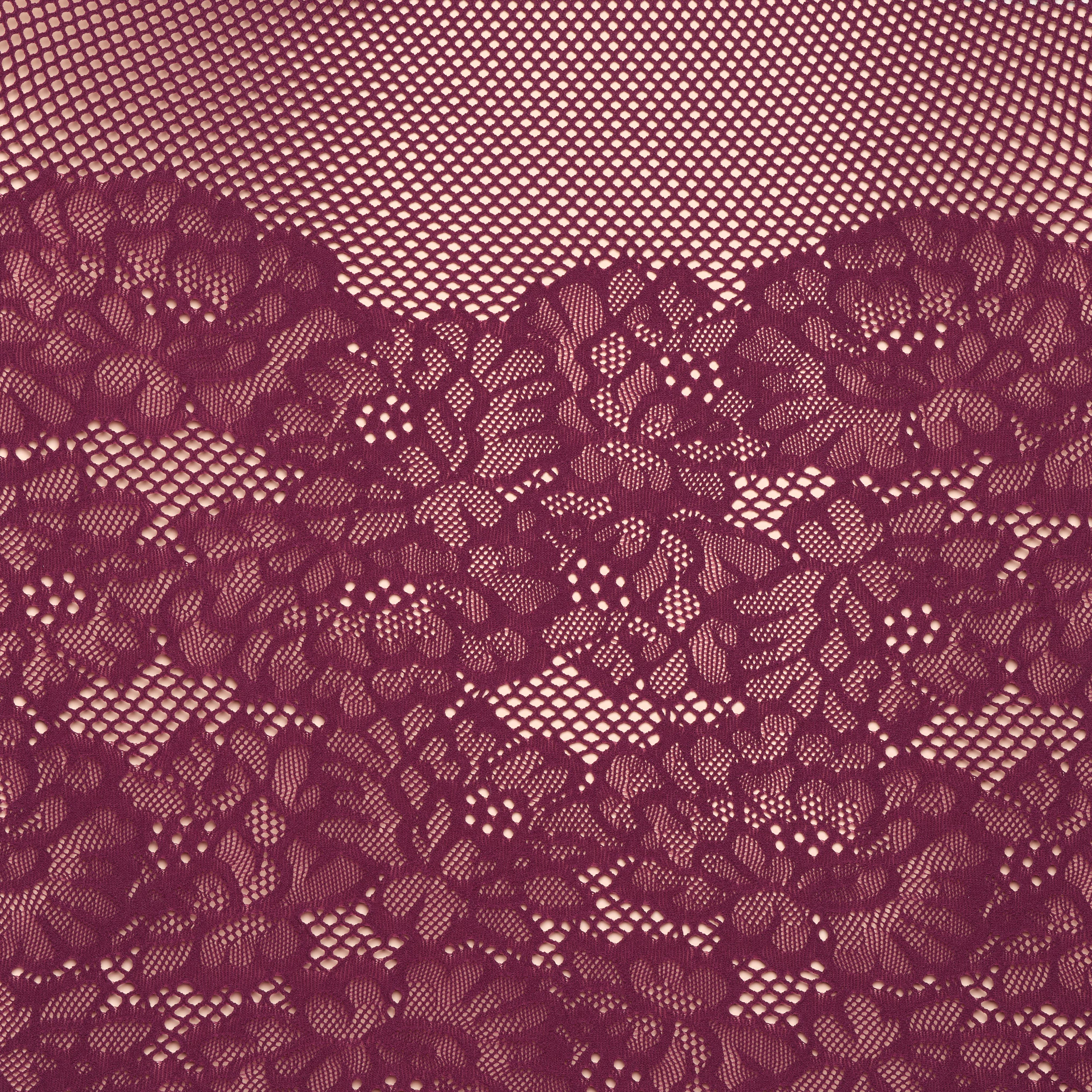 Maglia collo alto in tessuto elasticizzato con disegno jacquard floreale e rete